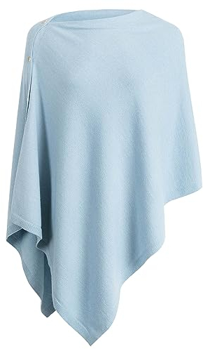 PULI Damen Schal Poncho Decke Cape Cardigan Kaschmir/Kaschmir Wickelschal für Frühling Sommer Herbst, Blau, Gr. Einheitsgröße