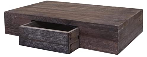 Mendler Wandregal Oise, Regal Hängeregal mit Schublade, 40cm - braun Shabby