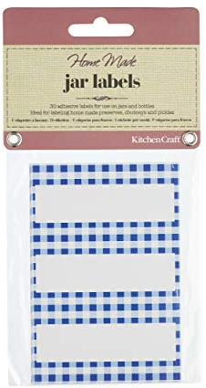 KitchenCraft Home Made Sticky Labels for Jars, Blue Gingham, Pack of 3