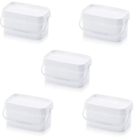 5X Eimer 2,6l rechteckig * 2l 2,5l * lebensmittelecht stapelbar Kunststoffeimer 2,5 2 Liter weiß
