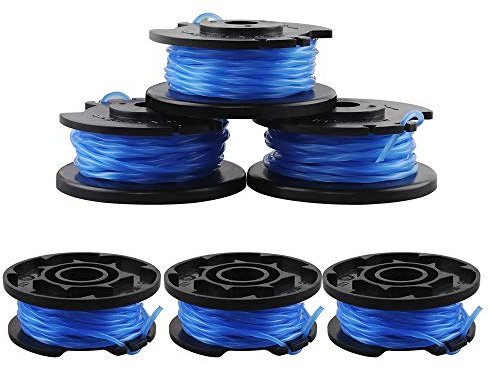 6 Stück Ersatz Fadenspule für Ryobi Rasentrimmer mit Trimmerkappe Heqishun Ersatzspule Kompatibel mit Ryobi One + AC14RL3A-18V 24V 40V Ersatz Trimmer Fadenspule Set(Onhe Trimmerkappe ))