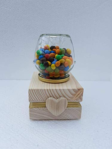 XL Bonbonspender aus Holz- Kaugummiautomat- Süßigkeitenautomat- Candyspender- Mit Goldrand und Herz- Unikat- Top Geschenk