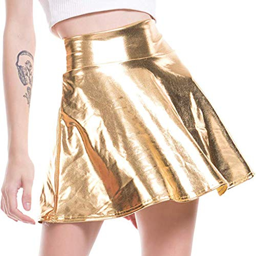 Riou Mini Rock Damen Stretch Knielang High Waist Sexy Elegant Faltenrock Skaterrock Glocken Rock für Karneval Fasching Halloween Party Kostüm