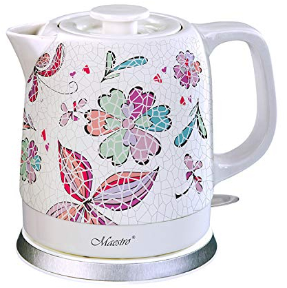 Maestro MR068 - Hervidor eléctrico de cerámica (1,5 L), diseño de estampado rojo