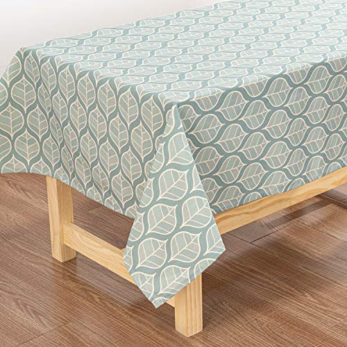 YISHU Abwaschbar Tischdecke Eckig Lotuseffekt Wasserdicht Baumwolle Leinen Tischtuch Fleckschutz Pflegeleicht Schmutzabweisend Tischwäsche Mint 100 * 140cm