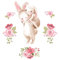 Osomhome Wandtattoo süße Hasen mit Blumen Kinderbilder Junge Kinderzimmer Mädchen Aufkleber (110x117cm) os2430