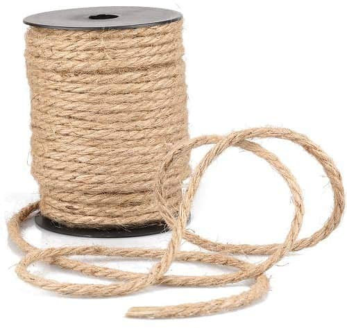 CABLEPELADO Cuerda de cáñamo Natural | Rollo de Cordel Yute | Cuerda para Bricolaje, Decoración de Muebles, Envoltura, Jardinería, Confección, Artesanía | 10 Metros de Largo x 4 mm de Grosor