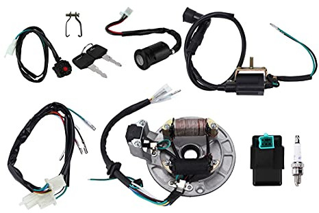 KIMISS Kabelbaum, Zündspule CDI Zündkerzenkabelbaum Magneto Stator Kit für 50cc ‑140cc Kickstarter Dirt Pit Bike ATV