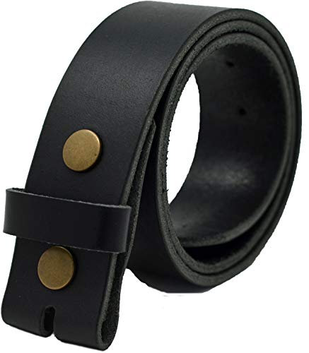 Ashford Ridge 40mm Gürtel aus Vollnarbenleder mit Druckknöpfen - Schwarz mit Messing Nieten - 80cm (95cm Gesamtlänge)