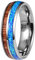 Corato 6mm Herren Damen Ring aus Wolframcarbid Friendship Partner ring mit Hawaii Koa Holz und Blau Opal Inlay Größe 57(18.1)