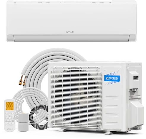 ROVSUN 9000 BTU Mini Split AC/Heating System with Inverter, 19 SEER2 Energy Saving 115V Ductless Split-System Air Conditioner with Pre-Charged Condenser, Heat Pump, Remote Control & Installation Kit