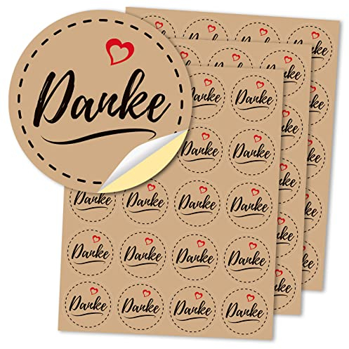 DPKOW 60 Stück Danke Aufkleber für Karten Umschläge Gastgeschenk, Rund Danke Sticker für Geschenk Etiketten Anhänger Deko, Danke Aufkleber für Hochzeit Taufe Kommunion Geburtstag Babyparty