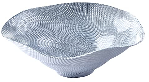 Anton Studio Designs - Decorative Bowl - Large Table Decoration Bowl - 35 x 35 x 1.25cm - Decorative Glass Bowl for Home Decor - Vortex Platinum