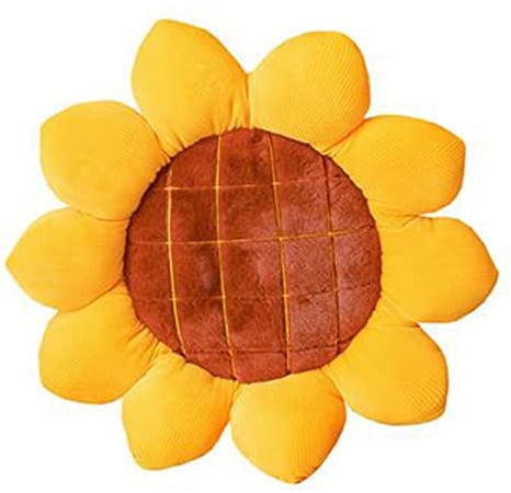 OUKEYI Blumen-Bodenkissen, Blumenform, niedliches Sitzkissen, Sonnenblumen-Stuhlkissen, übergroßes Wurfkissen für Bett, Auto, Couch, Stuhl, Sofa, Büro (50 cm)