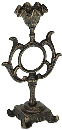 Relaxdays Kerzenständer antik, Kerzenhalter für Stabkerzen Ø 4 cm, Vintage Kerzenleuchter Gusseisen, H. 28,5 cm, Bronze