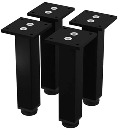 ALUSFERA 4 x Möbelfüße Verstellbar 30x30x150 mm - Füße für Möbel aus eloxiertem Aluminium - Möbelfüsse Höhenversteller bis zu 20 mm - Schrankfüsse Reinigungsmittel und Feuchtigkeit resistent,Schwarz