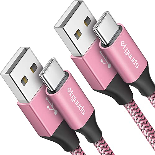 etguuds Câble USB C [1,8m, Lot de 2], Rose Câble USB vers USB C 3A Charge Rapide Nylon Chargeur Type C Cable pour Samsung Galaxy S23 S21 S20 S10 S9 S8 Plus, A20 A21 A40 A50