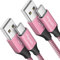 etguuds Câble USB C [1,8m, Lot de 2], Rose USB C vers USB Cable 3A Charge Rapide Nylon Chargeur Type C Cable pour Samsung Galaxy S23 S22 S21 S20 S10 S9 S8 Plus, A20 A12 A13 A21 A40 A50 M31
