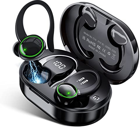 Auriculares estéreo 3D para Samsung Galaxy S23 S4 S25+ Ultra Bluetooth 5.3 con gancho para la oreja, control táctil de 40 horas, auriculares impermeables IP7, micrófono integrado para correr