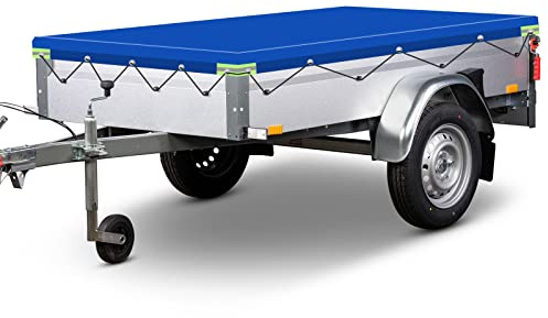 LCAUTFR Telone per rimorchio 208 x 114 x 10 cm Copertura per rimorchio Strisce riflettenti PVC Telone protettivo impermeabile antistrappo per impieghi gravosi per Stema Böckmann Humbaur