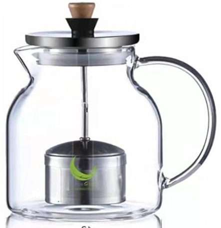 Moontea Teiera Infinity in Vetro con manico resistente al calore - Teiera per la degustazione del Tè e Infusi con Filtro Incluso - 1200 ml
