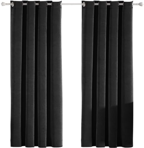 Ystyle Rideau Velours Thermiques 2 Pièce, Rideau Occultant 100%, 140×240 Rideau Thermique Isolant Anti Froid Et Chaleurs, Rideau Phonique Anti Bruit, Rideaux Moderne Chambre Salon, Noir