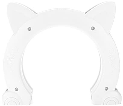 Puerta para Gatos, Puerta Interior De Plástico con Forma De Cabeza De Gato, Puerta Interior para Mascotas, Puerta De Paso para Gatos con Patrón De Espina De Pescado, Suministros(Blanco)