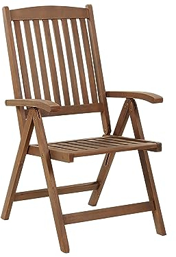Gartenstuhl Akazienholz dunkelbraun verstellbar klappbar mit Armlehnen Amantea