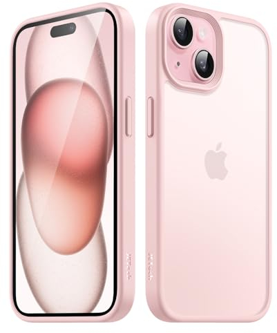JETech Matte Case for iPhone 15 6.1-Inch, Shockproof Military Grade Drop Protection, Frosted Translucent Back Phone Cover, Anti-Fingerprint (Pink)
