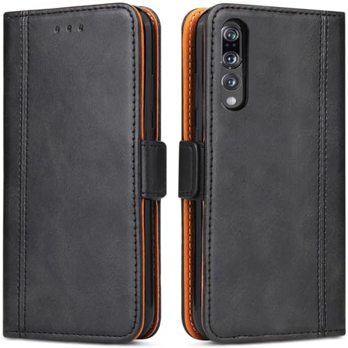 Coque pour Huawei P20 Pro, Housse en Cuir PU Premium Etui à Rabat Pochette de Portefeuille, Étui de Protection pour Huawei P20 Pro, Noir
