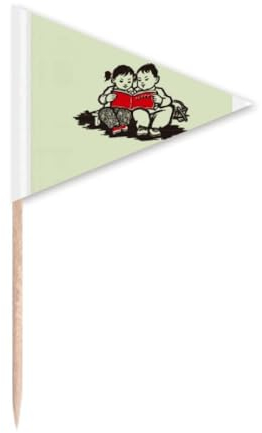 China Aprendizaje Rojo Propaganda Educativa Palillo de dientes Triángulo Cupcake Toppers Bandera