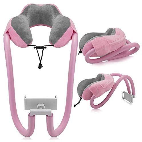 Krujecnt U Kissen Hals Handy Halter, 2 In 1 Nackenkissen Handyhalterung Mit 360° Drehung Einstellbar, Lazy Telefonhalter Halterung Für Zuhause, Reisen, Outdoor