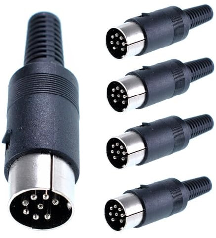 Ganasome 5 connettori maschio DIN a 8 pin – manico in plastica nera per una connessione audio e video sicura