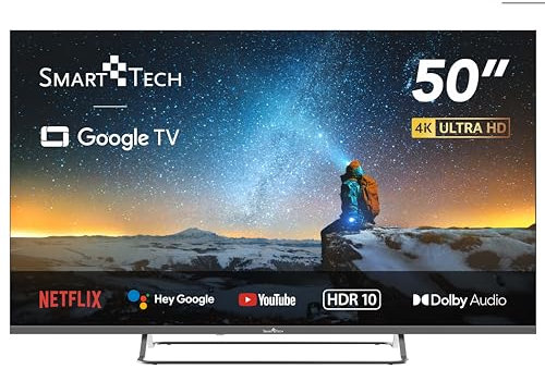 Smart Tech TV 4K UHD 50 (127cm) 50UG02V, Smart TV Google TV, HDMI, USB, HEVC, Dolby Audio, HDR 10, CHROMESCAST, Google Assistant