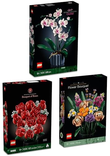 Lego Blumen 3er Set: 10280 Blumenstrauß & 10311 Orchidee & 10328 Rosenstrauß | Botanical Collection | Icons