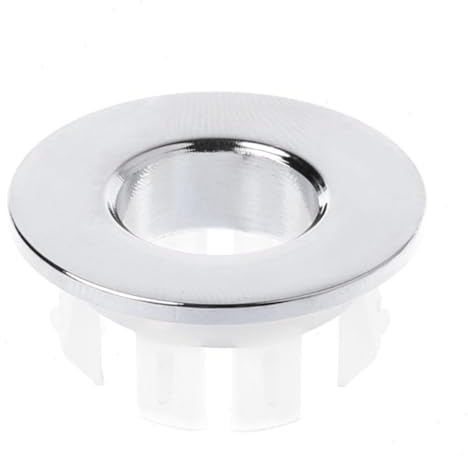Suchkeit Overflow Drain Cover, Silver/Black/Gold/Metal Color High-Grade Pure Copper Bathroom Sink Overflow Cover,Non-Rust Sink Overflow Caps Suitable for Basin Sink 23-25mm Hole#Bright silver