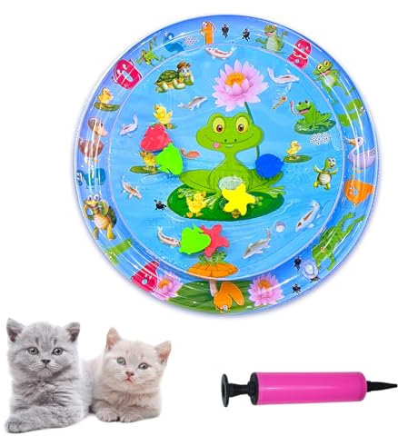 WIWIDANG Alfombrilla sensorial de juego con sensor de agua para gatos, juguete con diseño de peces, alfombrilla de agua fresca y cómoda para mascotas (5 piezas, pasta reparadora)