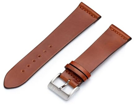 MANUFAKTURWERK Uhrenarmband EPPENDORF | Shell Cordovan Leder | für Damen und Herren | silberne Schließe, Größe:M (Standard). 18/16 mm, Farbe:Cognac