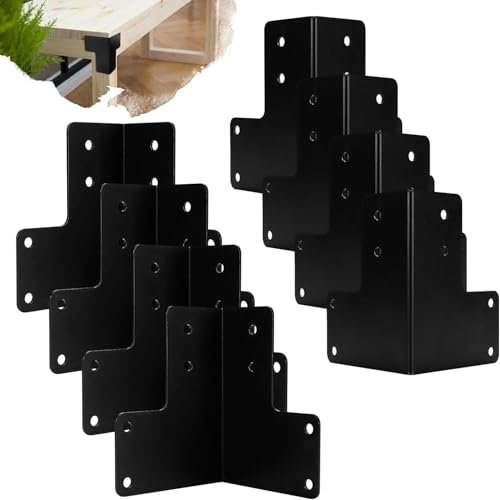 Cskunxia 8Pcs Sturdy Steel Corner Bracket, Workbench Brackets Kit with Screws, Heavy Duty Corner Brackets for Deck Edge Work Bench