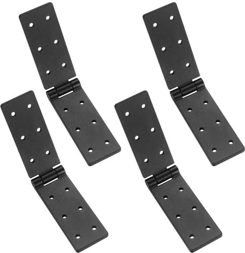 Door Hinge, Pack of 4 Connectors, Folding Hinge, Box Tape, Black Metal Furniture Hinge Heavy Duty for Wooden Door, Garden Doors, Tool Boxes