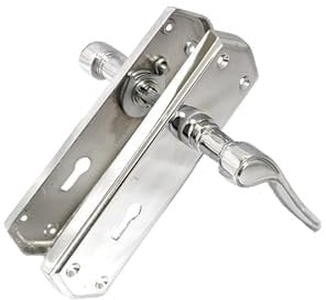 Premium Chrome Internal Door Lock Handles with Long Back Plate & 3 Lever Sash Lock - Stellar Design (1-6 Pair of Handles + 3 Lever SASH Lock) (1 Pair of Handles)