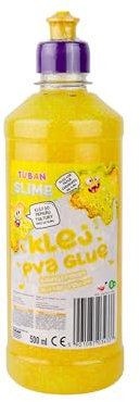 TUBAN Colla PVA glitterata per Slime 500ml - Colla per carta - Per divertimento - Carta e cartone - Ideale per realizzare Slime - Decoupage - Fai da te - Giallo