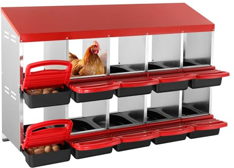 VEVOR Legenkasten, 10 Abteile, Legkammer 1320 x 525 x 790 mm, Stabiler und korrosionsbeständiger Nistkasten aus Metall, Bodenlöchern und Ruheplattform, Passend für Verschiedene Hühnerrassen