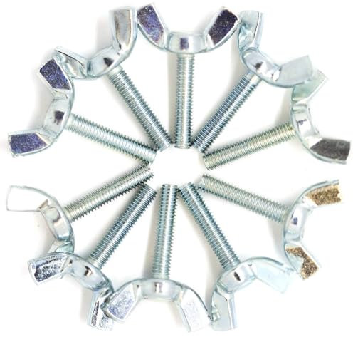 TOP-VIGOR 10Pcs Wing Bolts Wing Screws, M6*20mm Wing Butterfly Bolts Butterfly Screws, Butterfly Wing Screws Bolts, Thumb Hand Screws for Machine Fastener Machinery Equipment