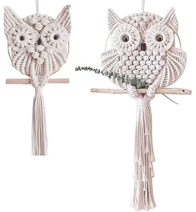 Oriental riverkit Makramee Wandbehang, Woven Handgefertiges Wanddeko Wandteppich, Baumwolle Wandbehang Ornamente, Boho Wanddeko Wandteppich für Schlafzimmer, Wohnzimmer oder Flur (Beige/klein+Große)