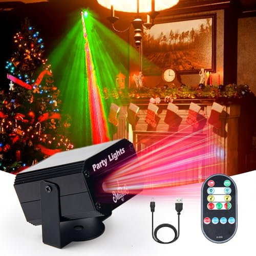 Christmas Halloween LED Projector, 32 Patterns Laser Atmosphere Light with Remote Control, 3 Adjustable Light Modes, Indoor Outdoor Decorative Projection Lamp for Christmas Halloween (Battery Powered)