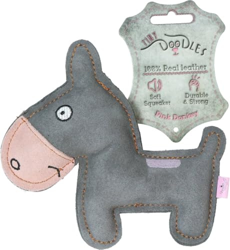 Holland Animal Care Tiny Doodles Doggy - Doodles Donkey - Hundespielzeug - Hundespielzeug mit Quietsche - Rosa - 17 cm