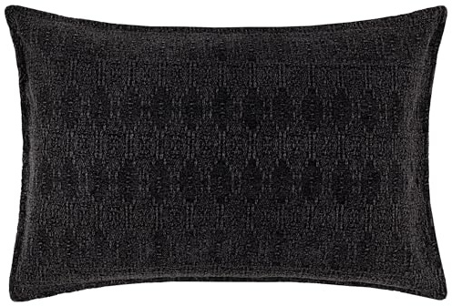 Yard Ramas Jacquard Polyester Filled Cushion (Black, 40 x 60 cm) | Textured jacquard weave with a refined geometric design with a soft polyester filling for modern interiors