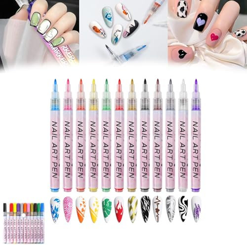 ZDOUXUAN 3D acrylic gel pens, Nail Point Graffiti Dotting Pens, 3D Nail Art Pens, Beauty Adorn Manicure Tools, Graffiti Nail Pens, Diy Creative Graffiti, Manicure Tools for Women(Mix)
