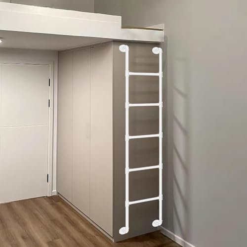 An der Wand montierte Trittleiter aus Metall für den Dachboden, 100 cm, 125 cm, 130 cm, 140 cm, 145 cm, 150 cm hohe Eingangs-/Ausgangsleiter, Feuerleiter für Wohnheim, Bibliothek, Etagenbett